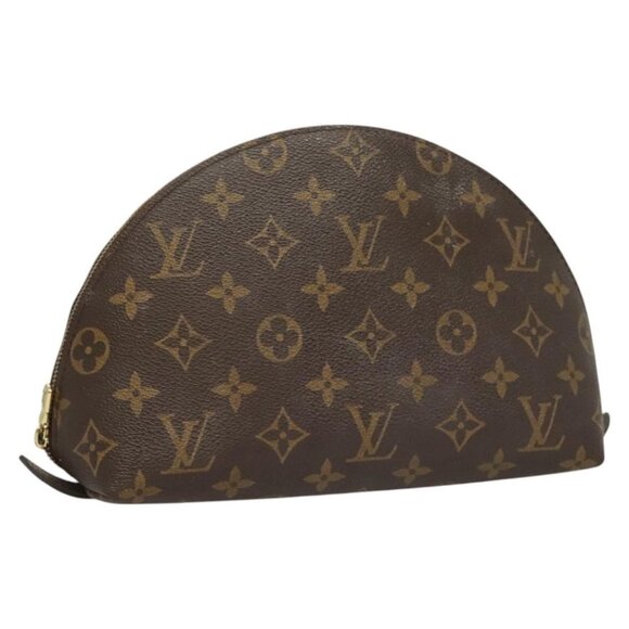 LOUIS VUITTON Monogram Trousse Demi Ronde Cosmetic Pouch LV Auth - Picture 1 of 16